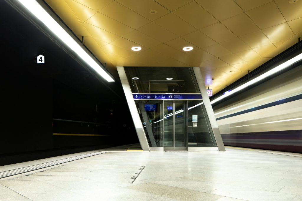 white and black building interior